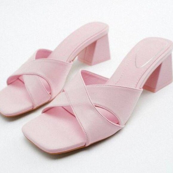 ZARA Pink Mid-Block Heels Sandals - Picture 10 of 10